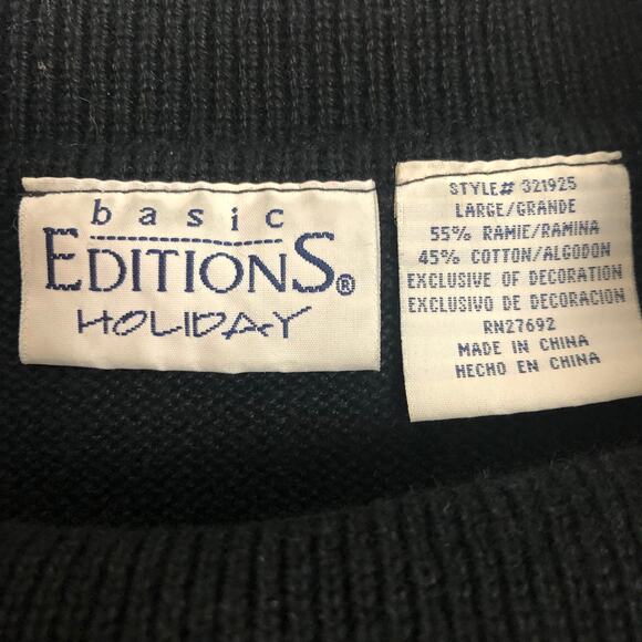 Basic Editions Holiday Vintage Ramie Blend Cowl Neck Sweater Size L - Picture 2 of 9